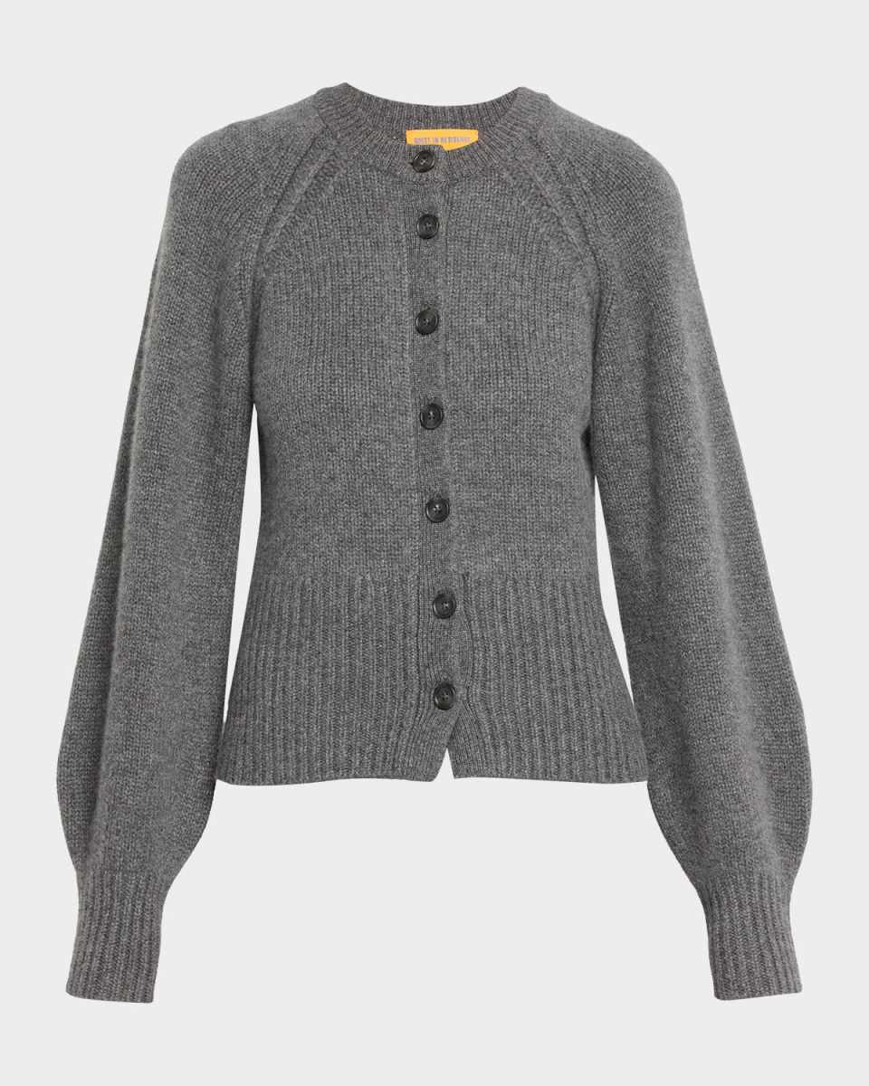 Sculpted Crewneck Cashmere Cardigan